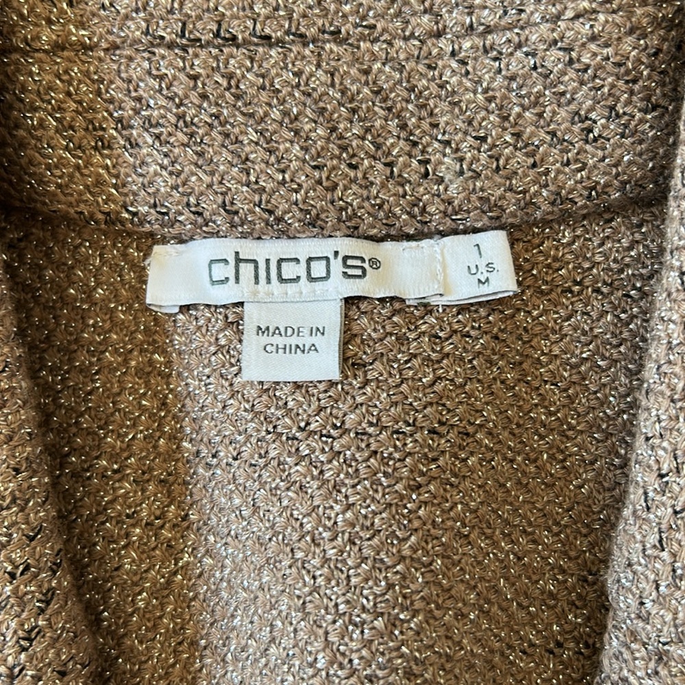 EUC - Chico’s GORGEOUS Tan/Silver Tailored Jacket - Picture 9 of 10